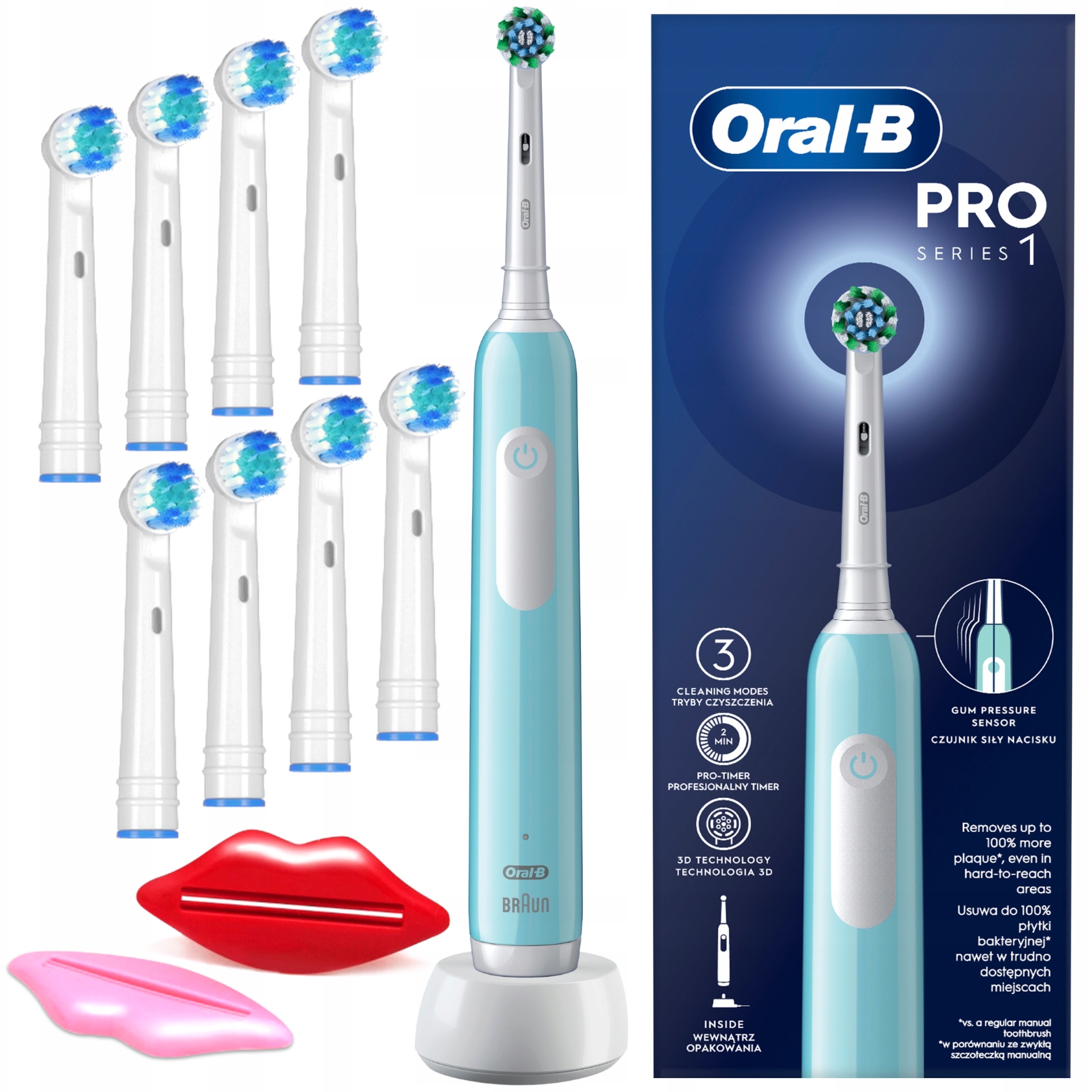Rotačná elektrická zubná kefka Oral-B Pro Series 1 modré hroty